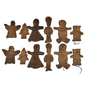 Vintage Handmade Wood Christmas Ornaments Angel Christmas Tree Gingerbread Men